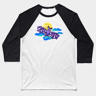 Print with Decorative Bats in the Night Sky Baseball T-Shirt